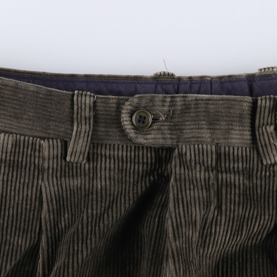 PEDRO DEL HIERRO Two-pleat Corduroy Pants, Made in Spain, Men's Size W33 cotton Khaki type sage green Vintage Second Hand