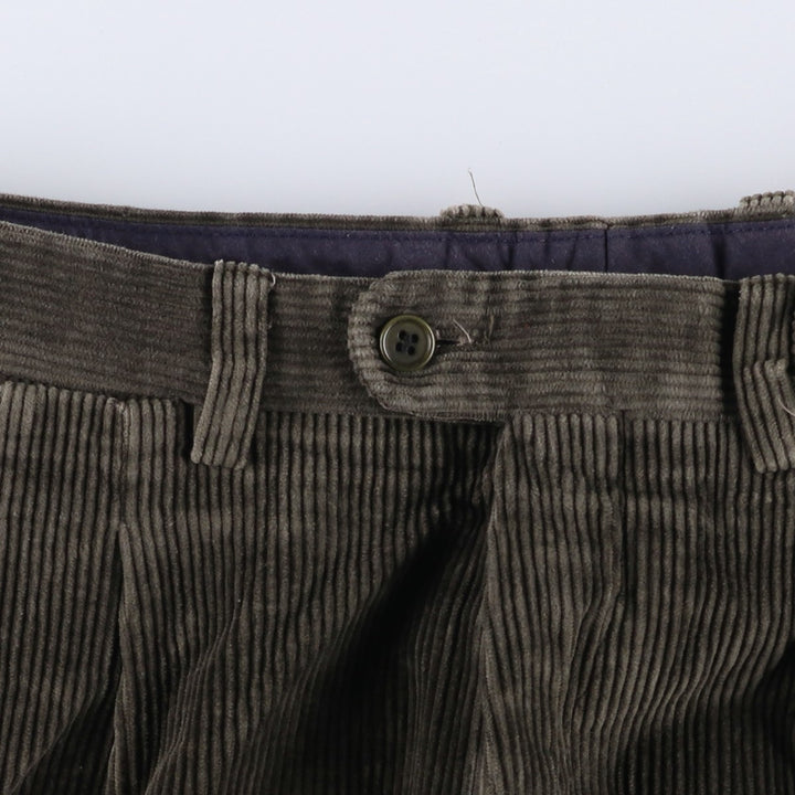 PEDRO DEL HIERRO Two-pleat Corduroy Pants, Made in Spain, Men's Size W33 cotton Khaki type sage green Vintage Second Hand