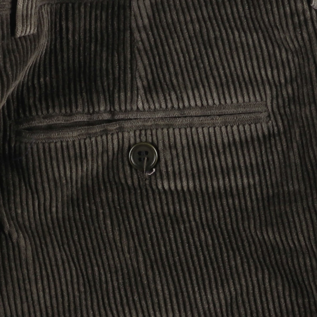 PEDRO DEL HIERRO Two-pleat Corduroy Pants, Made in Spain, Men's Size W33 cotton Khaki type sage green Vintage Second Hand