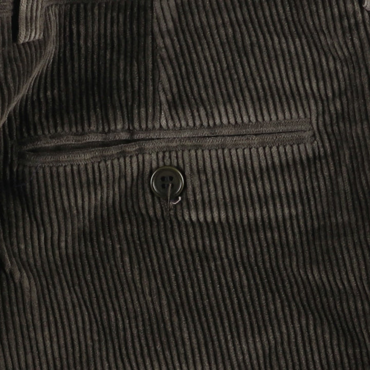 PEDRO DEL HIERRO Two-pleat Corduroy Pants, Made in Spain, Men's Size W33 cotton Khaki type sage green Vintage Second Hand