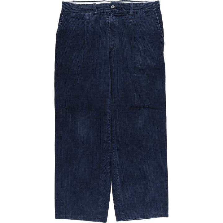 One-tuck corduroy pants, size 46, men's size W35 unclear navy blue type Vintage Second Hand
