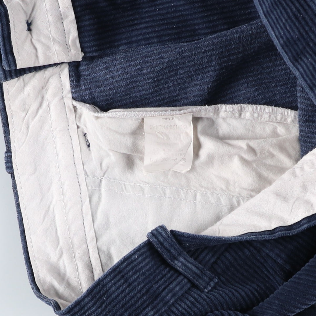 One-tuck corduroy pants, size 46, men's size W35 unclear navy blue type Vintage Second Hand