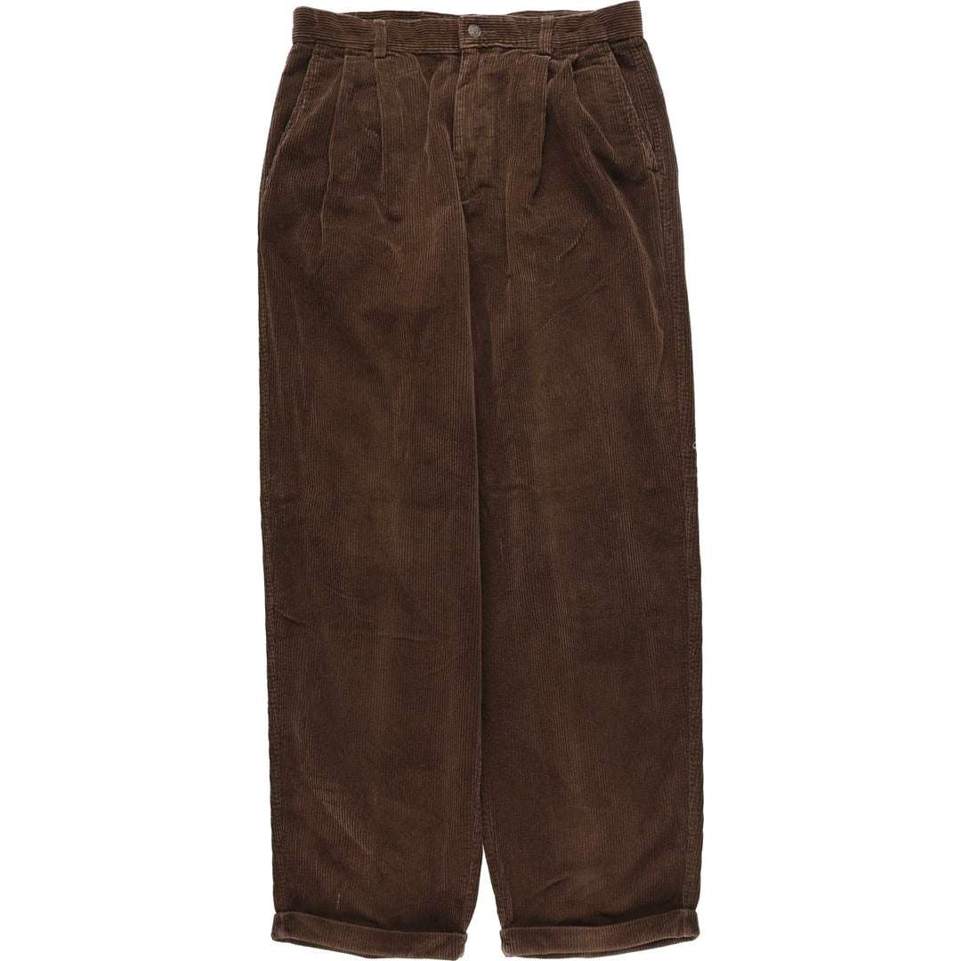 Liz Claiborne Two-pleat Corduroy Pants, Men's Size W32 cotton brown type Vintage Second Hand