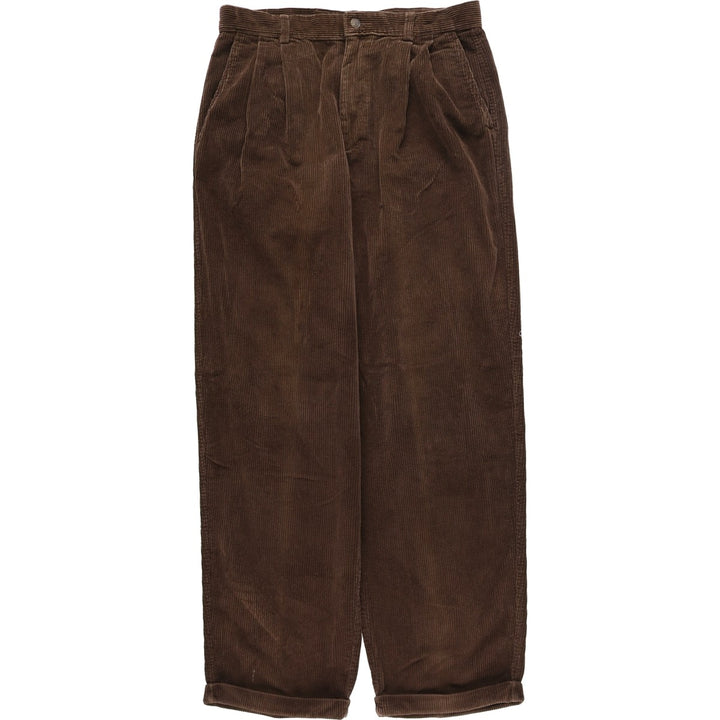 Liz Claiborne Two-pleat Corduroy Pants, Men's Size W32 cotton brown type Vintage Second Hand