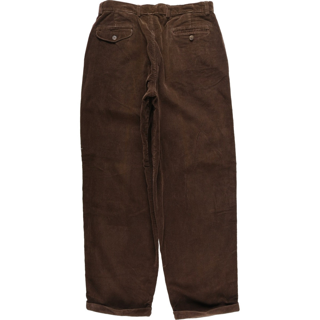 Liz Claiborne Two-pleat Corduroy Pants, Men's Size W32 cotton brown type Vintage Second Hand