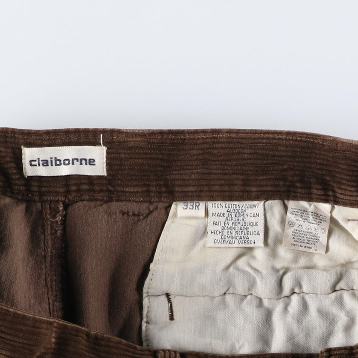 Liz Claiborne Two-pleat Corduroy Pants, Men's Size W32 cotton brown type Vintage Second Hand