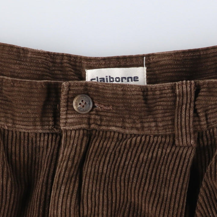 Liz Claiborne Two-pleat Corduroy Pants, Men's Size W32 cotton brown type Vintage Second Hand