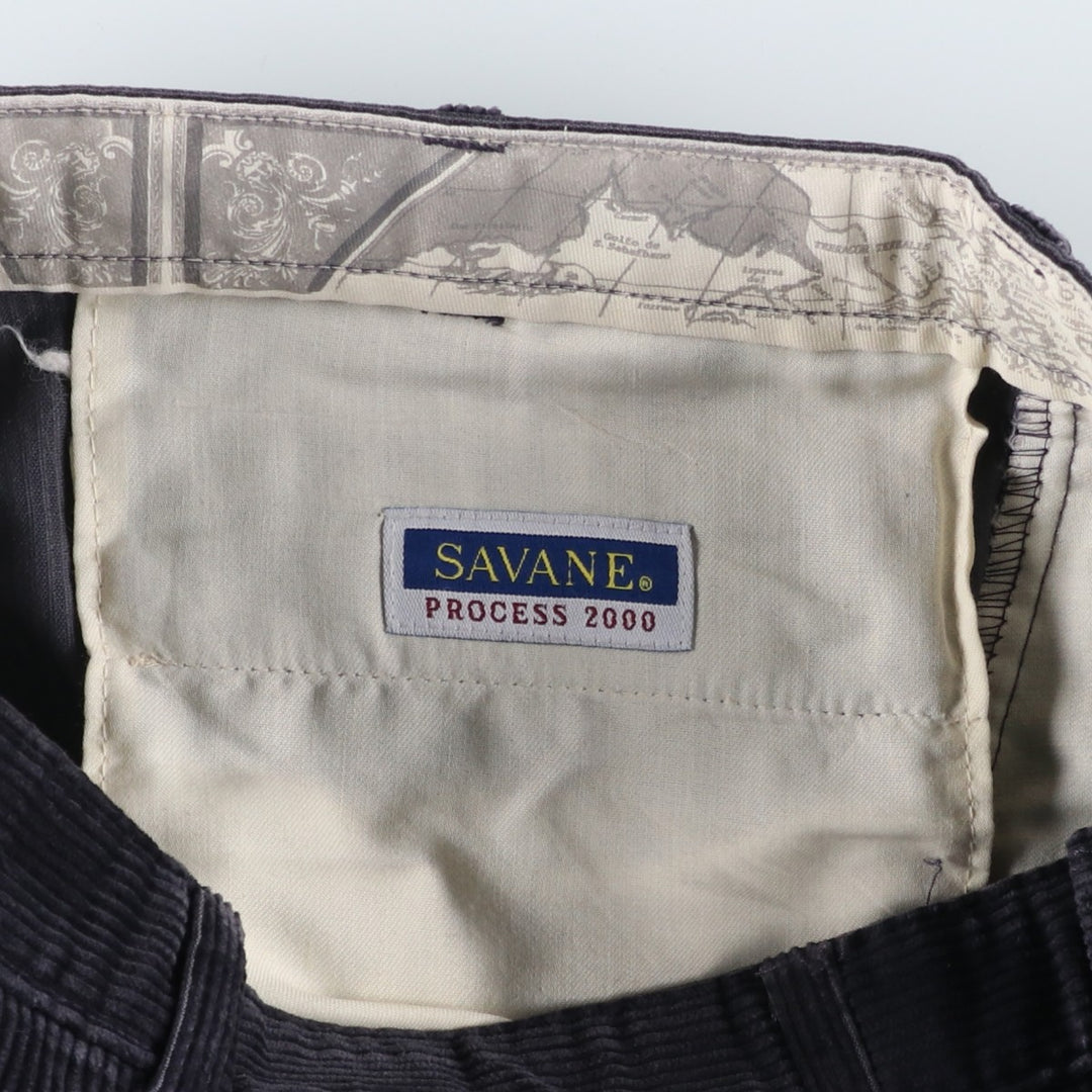 SAVANE Two-pleat Corduroy Pants, Men's, Size W32 cotton navy blue type Vintage Second Hand