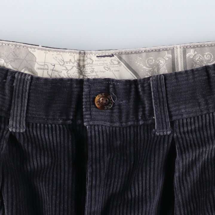 SAVANE Two-pleat Corduroy Pants, Men's, Size W32 cotton navy blue type Vintage Second Hand