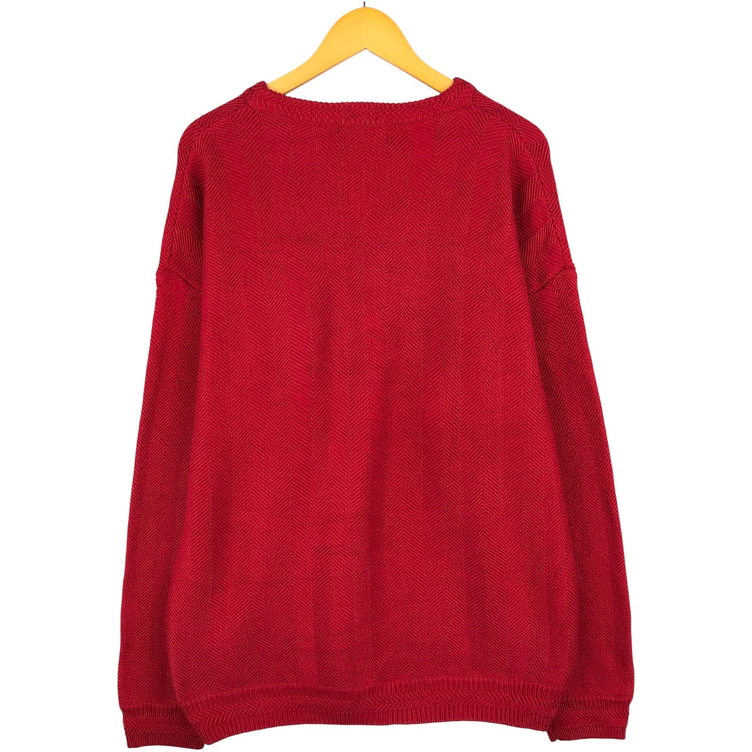 Ralph Lauren CHAPS Herringbone Cotton Knit Sweater, Men's Size L cotton red type Vintage Second Hand