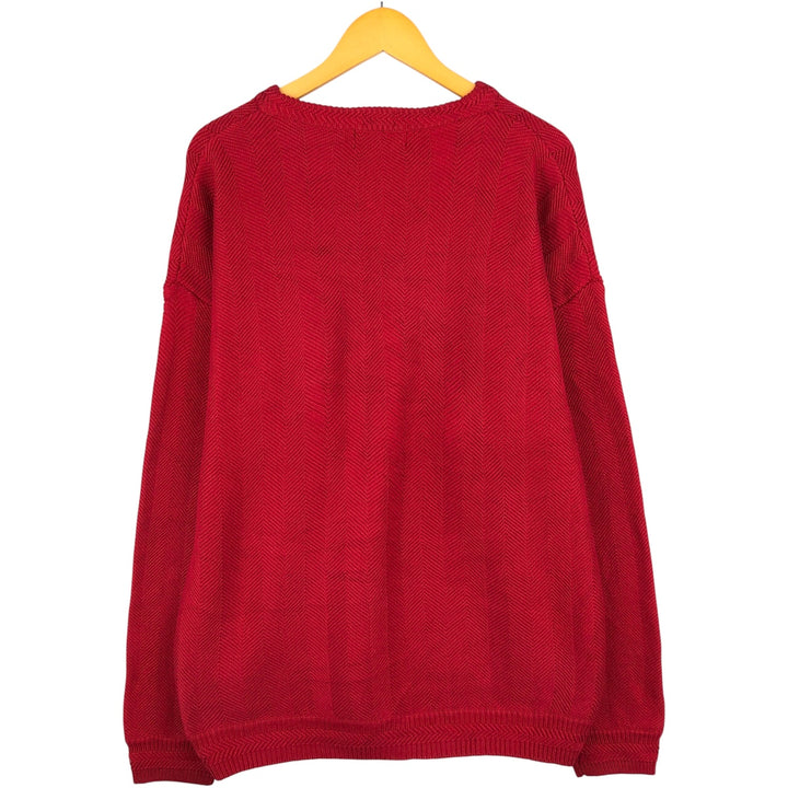 Ralph Lauren CHAPS Herringbone Cotton Knit Sweater, Men's Size L cotton red type Vintage Second Hand