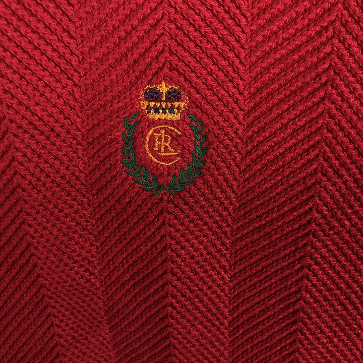 Ralph Lauren CHAPS Herringbone Cotton Knit Sweater, Men's Size L cotton red type Vintage Second Hand