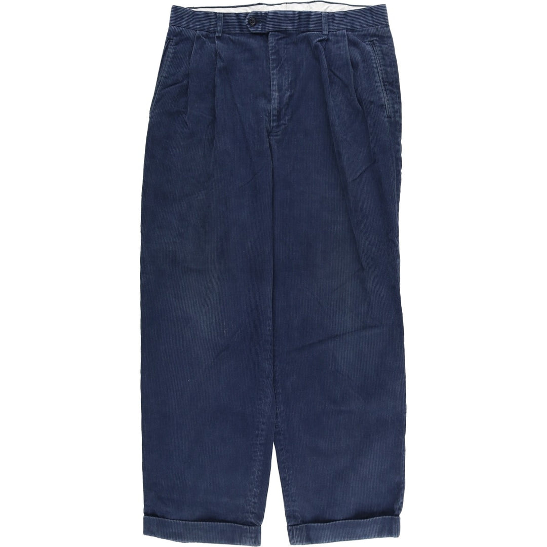 Louis Raphael BRAGGI Two-pleat Corduroy Pants, Men's Size W32 cotton navy blue type Vintage Second Hand