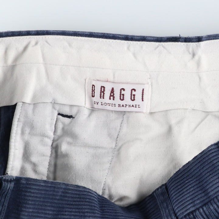 Louis Raphael BRAGGI Two-pleat Corduroy Pants, Men's Size W32 cotton navy blue type Vintage Second Hand