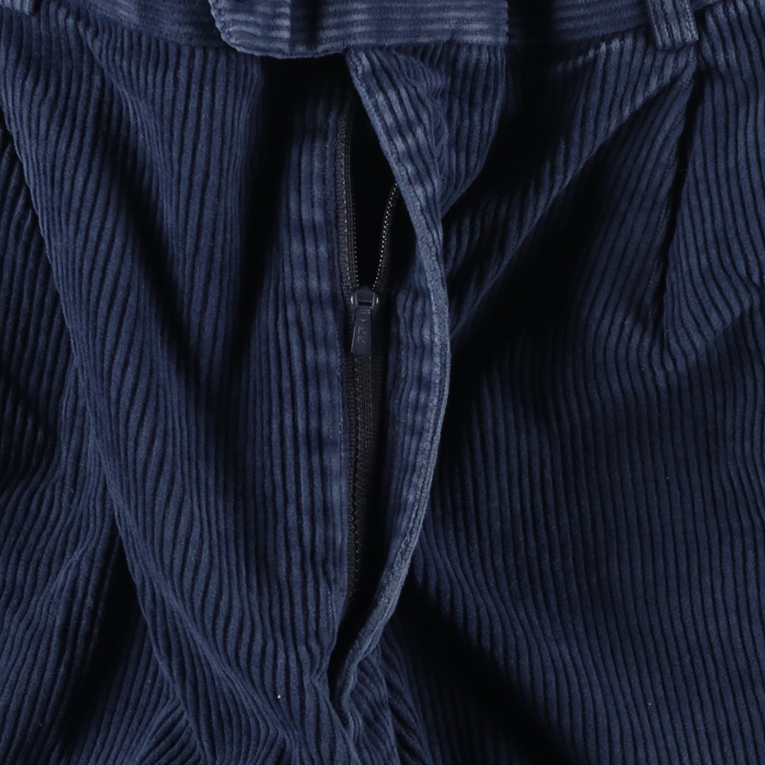 Louis Raphael BRAGGI Two-pleat Corduroy Pants, Men's Size W32 cotton navy blue type Vintage Second Hand