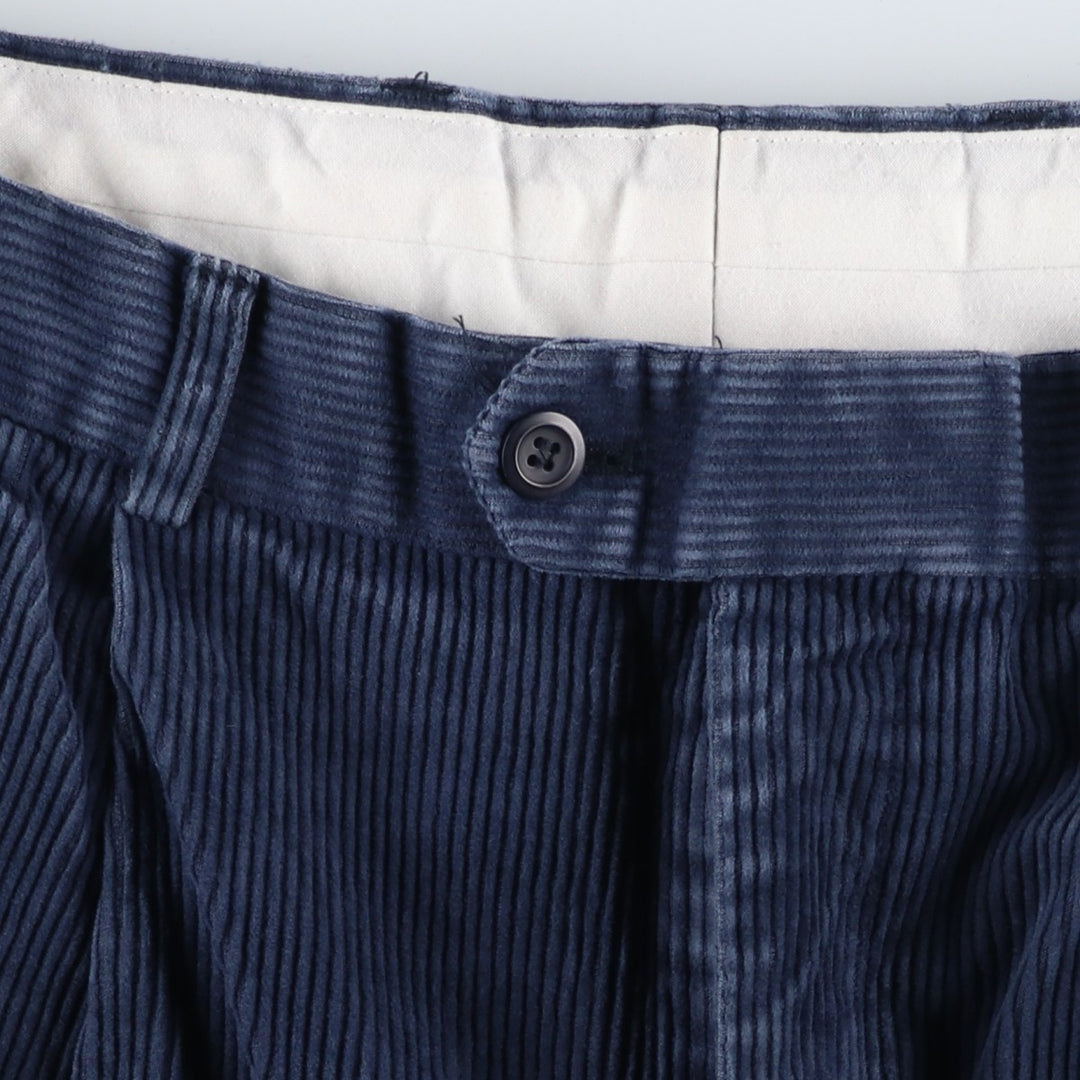 Louis Raphael BRAGGI Two-pleat Corduroy Pants, Men's Size W32 cotton navy blue type Vintage Second Hand