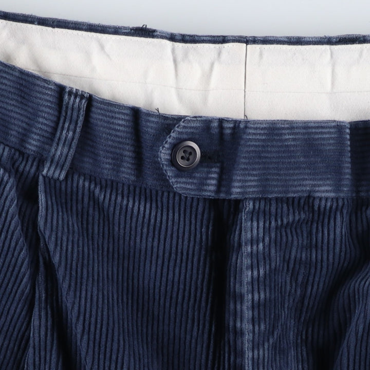 Louis Raphael BRAGGI Two-pleat Corduroy Pants, Men's Size W32 cotton navy blue type Vintage Second Hand