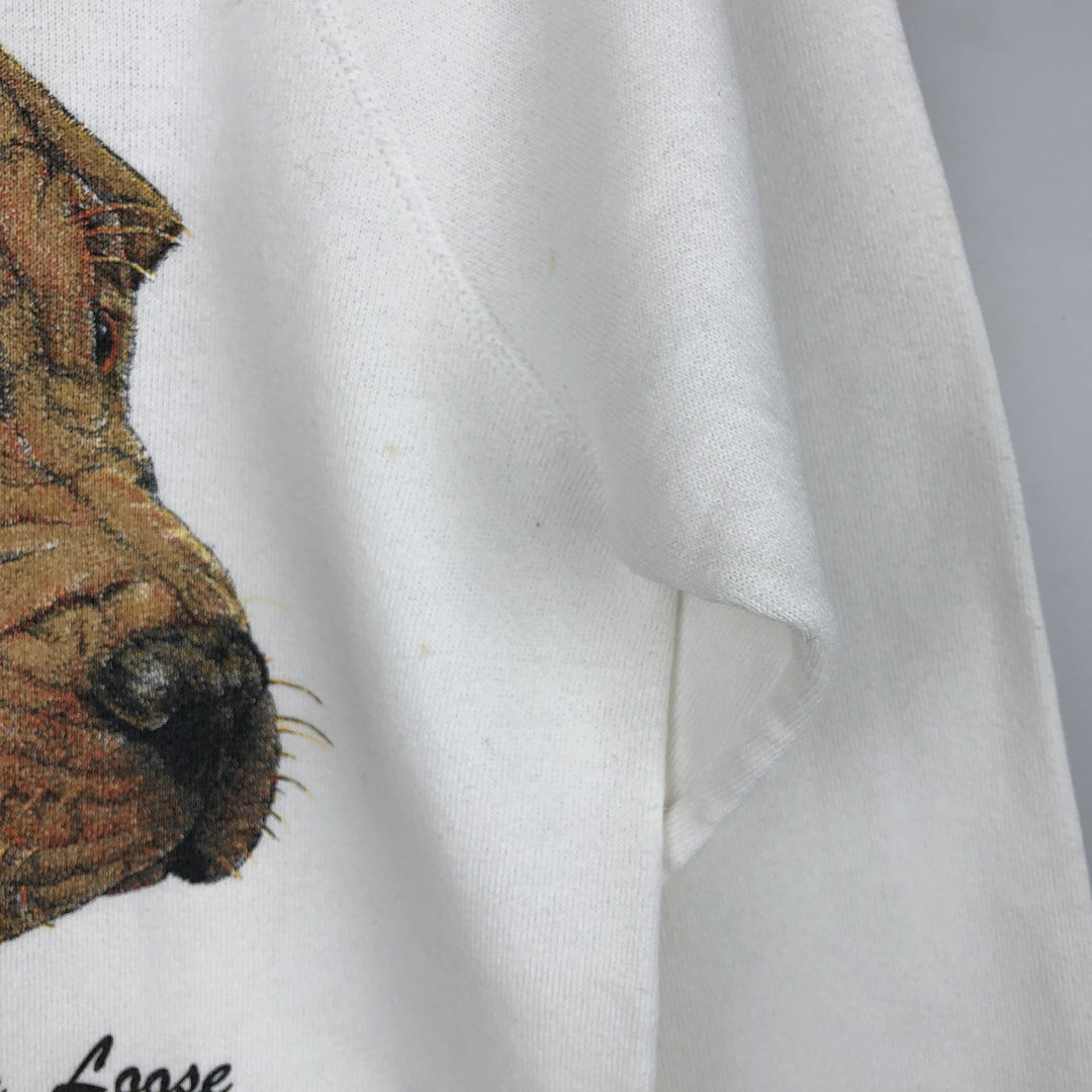 Vintage 80s-90'S BASSETT-WALKER Shar Pei Dog Print Animal Sweatshirt, Made in USA, Women's Size Small cotton white type Vintage Second Hand