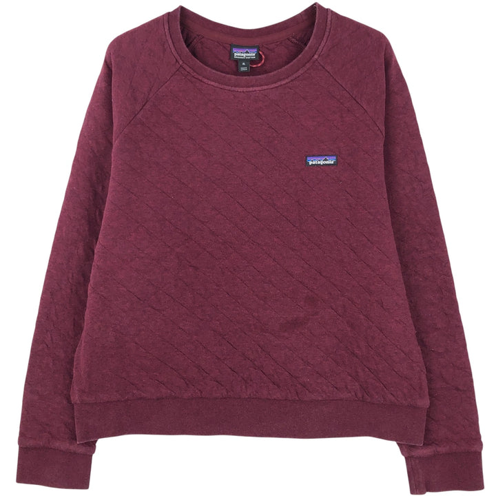 Patagonia Organic Cotton Quilted Crew Sweatshirt (25310FA20) with a Single Logo, Women's Size XL cotton wine-red Vintage Second Hand