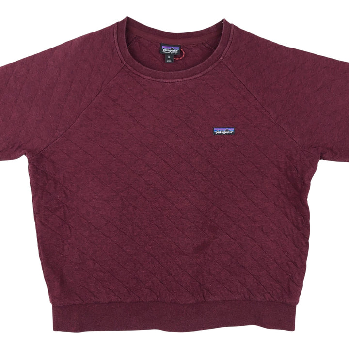 Patagonia Organic Cotton Quilted Crew Sweatshirt (25310FA20) with a Single Logo, Women's Size XL cotton wine-red Vintage Second Hand