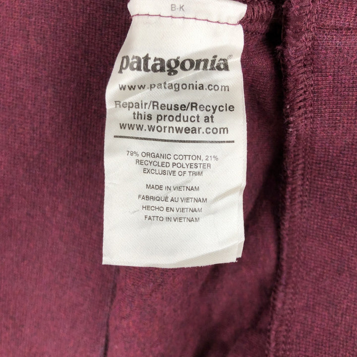 Patagonia Organic Cotton Quilted Crew Sweatshirt (25310FA20) with a Single Logo, Women's Size XL cotton wine-red Vintage Second Hand