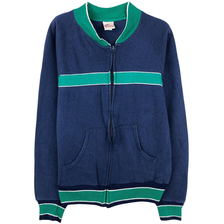 Vintage 1980'S BASSETT WALKER full-zip sweatshirt, made in the USA, size M, men's cotton navy blue type Vintage Second Hand