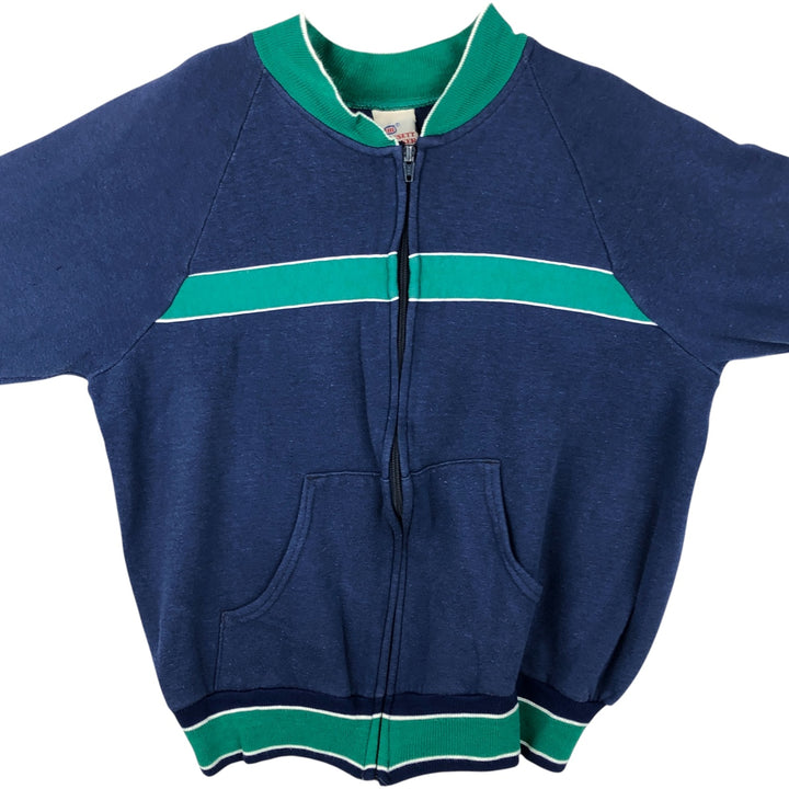 Vintage 1980'S BASSETT WALKER full-zip sweatshirt, made in the USA, size M, men's cotton navy blue type Vintage Second Hand