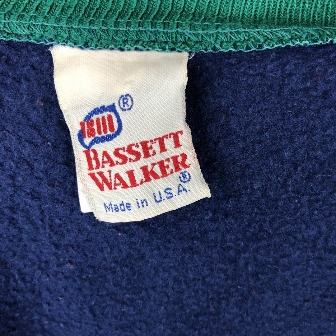Vintage 1980'S BASSETT WALKER full-zip sweatshirt, made in the USA, size M, men's cotton navy blue type Vintage Second Hand