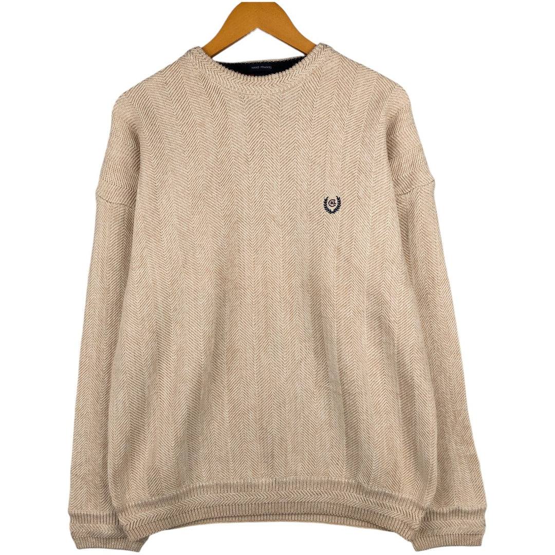 Ralph Lauren CHAPS Herringbone Cotton Knit Sweater, Men's Size L cotton unbleached Vintage Second Hand