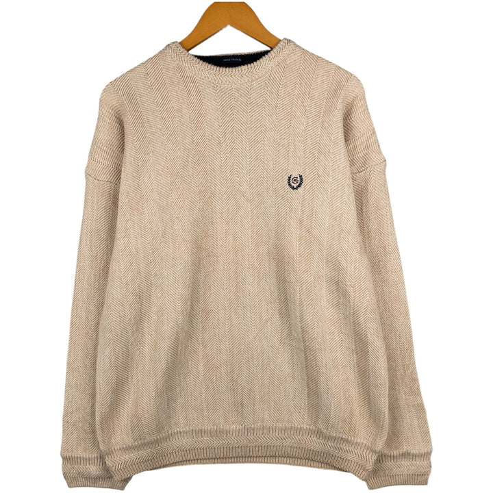 Ralph Lauren CHAPS Herringbone Cotton Knit Sweater, Men's Size L cotton unbleached Vintage Second Hand