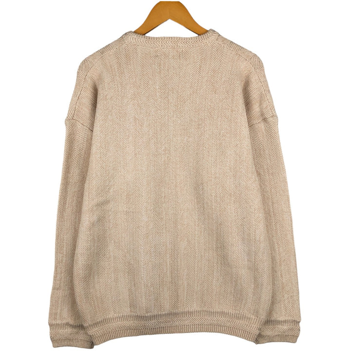 Ralph Lauren CHAPS Herringbone Cotton Knit Sweater, Men's Size L cotton unbleached Vintage Second Hand