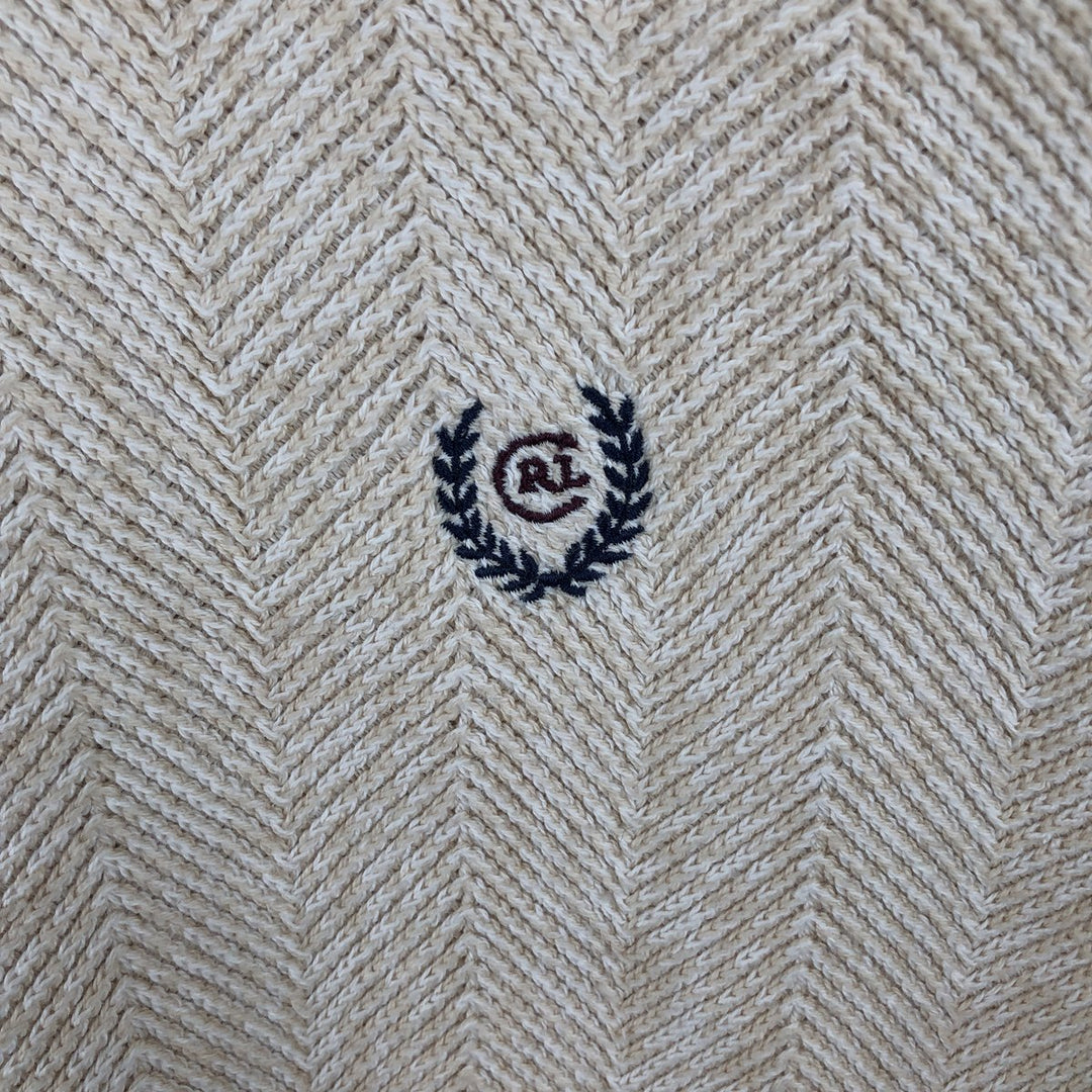 Ralph Lauren CHAPS Herringbone Cotton Knit Sweater, Men's Size L cotton unbleached Vintage Second Hand