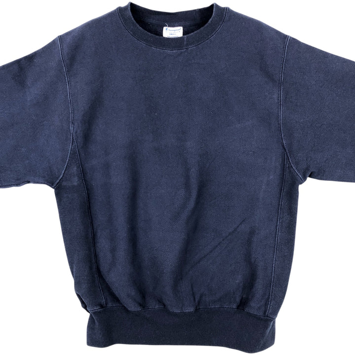 Champion Reverse Weave Replica Sweatshirt with Single Color Tag and One-Point Logo, Men's Size Small cotton navy blue type Vintage Second Hand