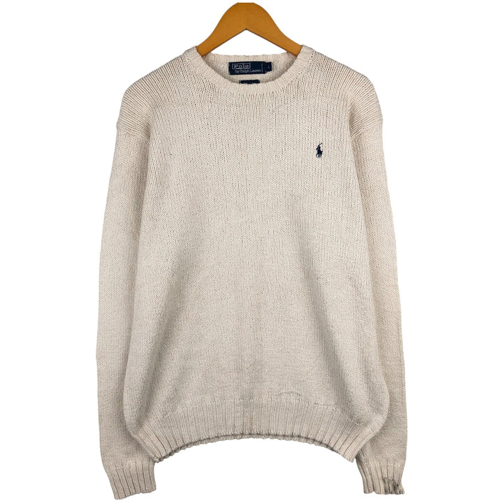 Ralph Lauren POLO by Ralph Lauren Cotton Knit Sweater Men's L size cotton unbleached Vintage Second Hand