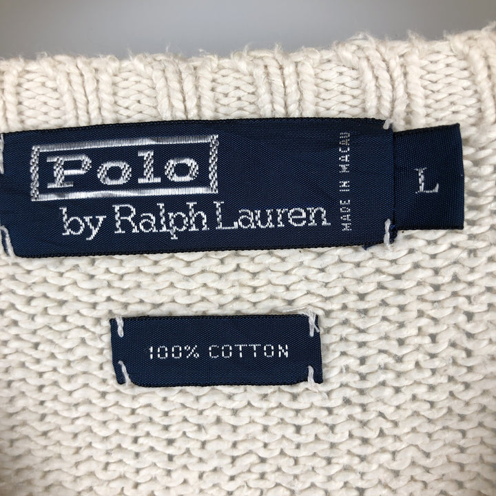 Ralph Lauren POLO by Ralph Lauren Cotton Knit Sweater Men's L size cotton unbleached Vintage Second Hand