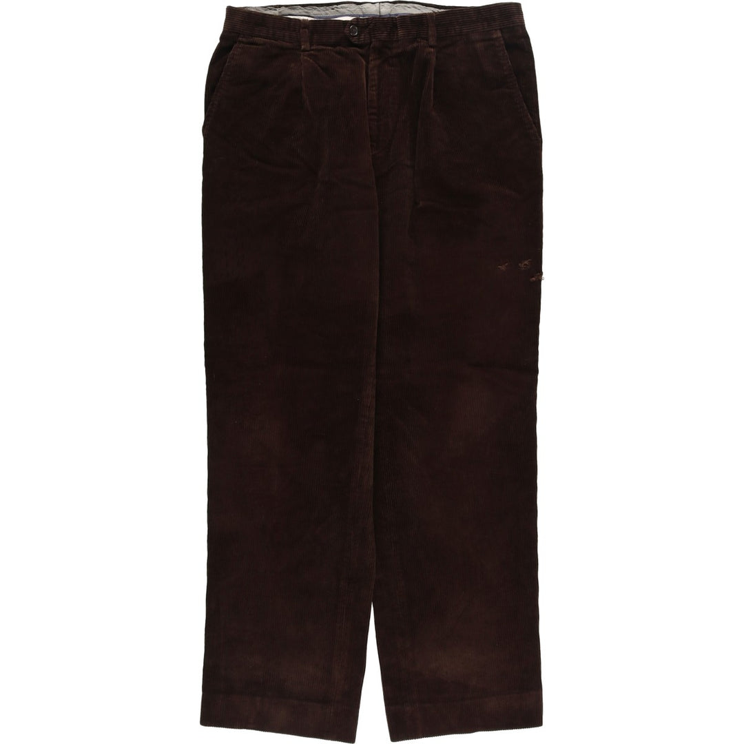 CARLO CASALINI Two-pleat Corduroy Pants, Made in Italy, Men's, Size W34 Viscose brown type Vintage Second Hand