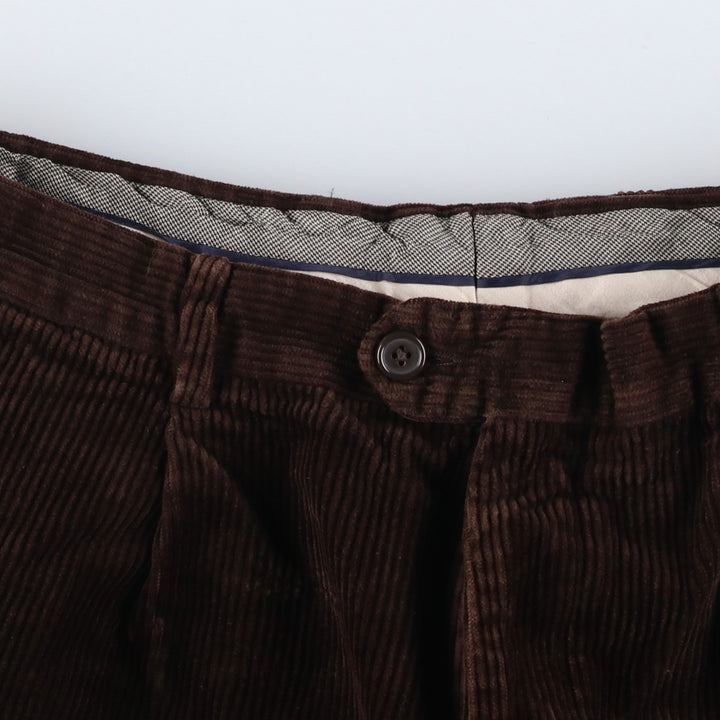 CARLO CASALINI Two-pleat Corduroy Pants, Made in Italy, Men's, Size W34 Viscose brown type Vintage Second Hand