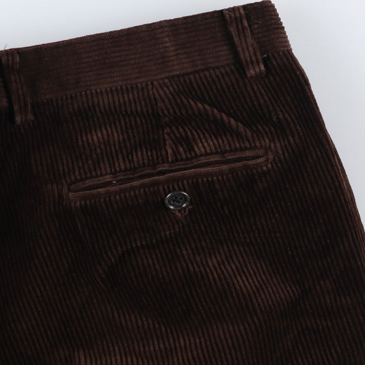 CARLO CASALINI Two-pleat Corduroy Pants, Made in Italy, Men's, Size W34 Viscose brown type Vintage Second Hand