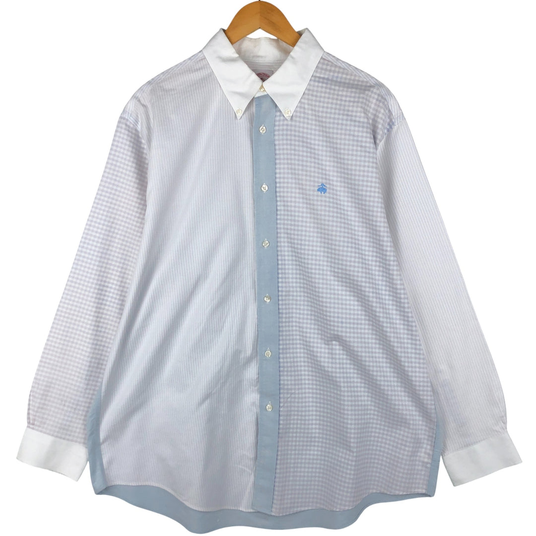Brooks Brothers Est. 1818 MADISON Long Sleeve Crazy Pattern Button-Down Shirt, Size XL (Men's XL) cotton white type Vintage Second Hand