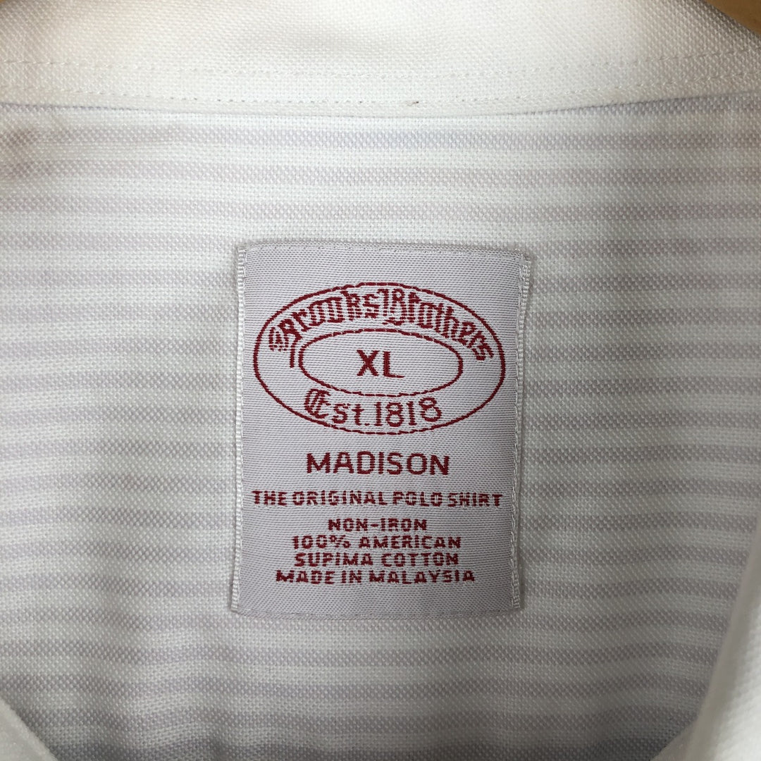 Brooks Brothers Est. 1818 MADISON Long Sleeve Crazy Pattern Button-Down Shirt, Size XL (Men's XL) cotton white type Vintage Second Hand