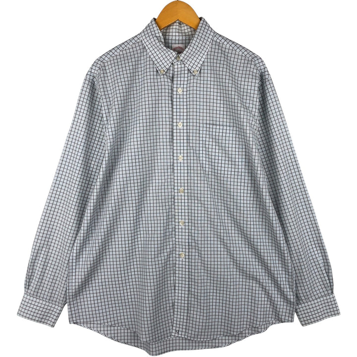 Brooks Brothers Est.1818 Long Sleeve Button-Down Check Shirt, Men's Size L cotton white type Vintage Second Hand