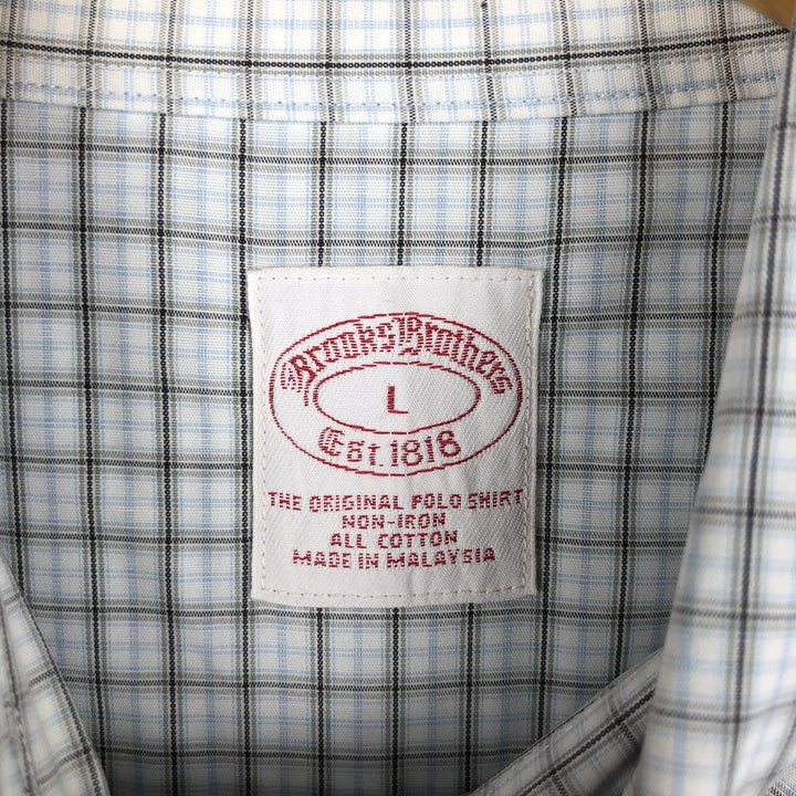 Brooks Brothers Est.1818 Long Sleeve Button-Down Check Shirt, Men's Size L cotton white type Vintage Second Hand