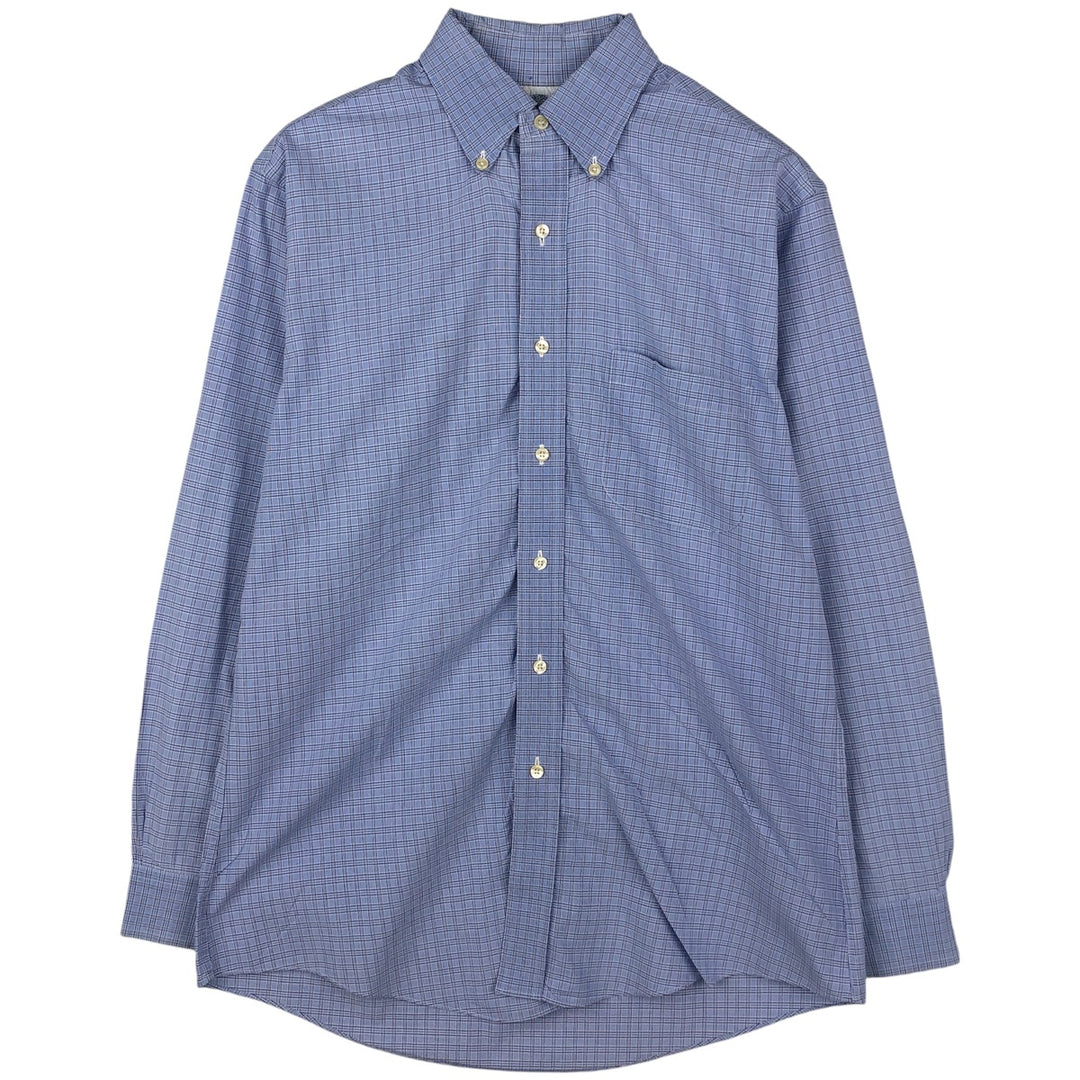 Brooks Brothers 346 Long Sleeve Button-Down Check Shirt, Men's Size Medium cotton blue type Vintage Second Hand