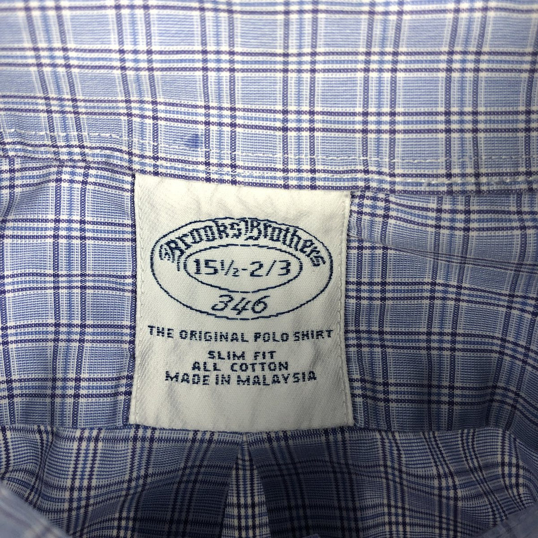 Brooks Brothers 346 Long Sleeve Button-Down Check Shirt, Men's Size Medium cotton blue type Vintage Second Hand