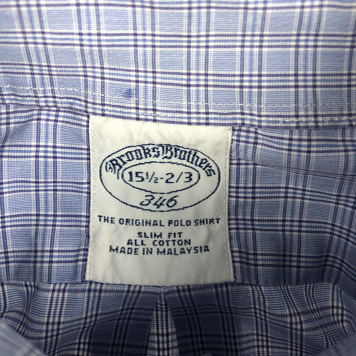 Brooks Brothers 346 Long Sleeve Button-Down Check Shirt, Men's Size Medium cotton blue type Vintage Second Hand