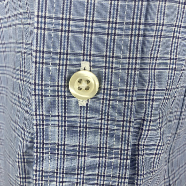 Brooks Brothers 346 Long Sleeve Button-Down Check Shirt, Men's Size Medium cotton blue type Vintage Second Hand