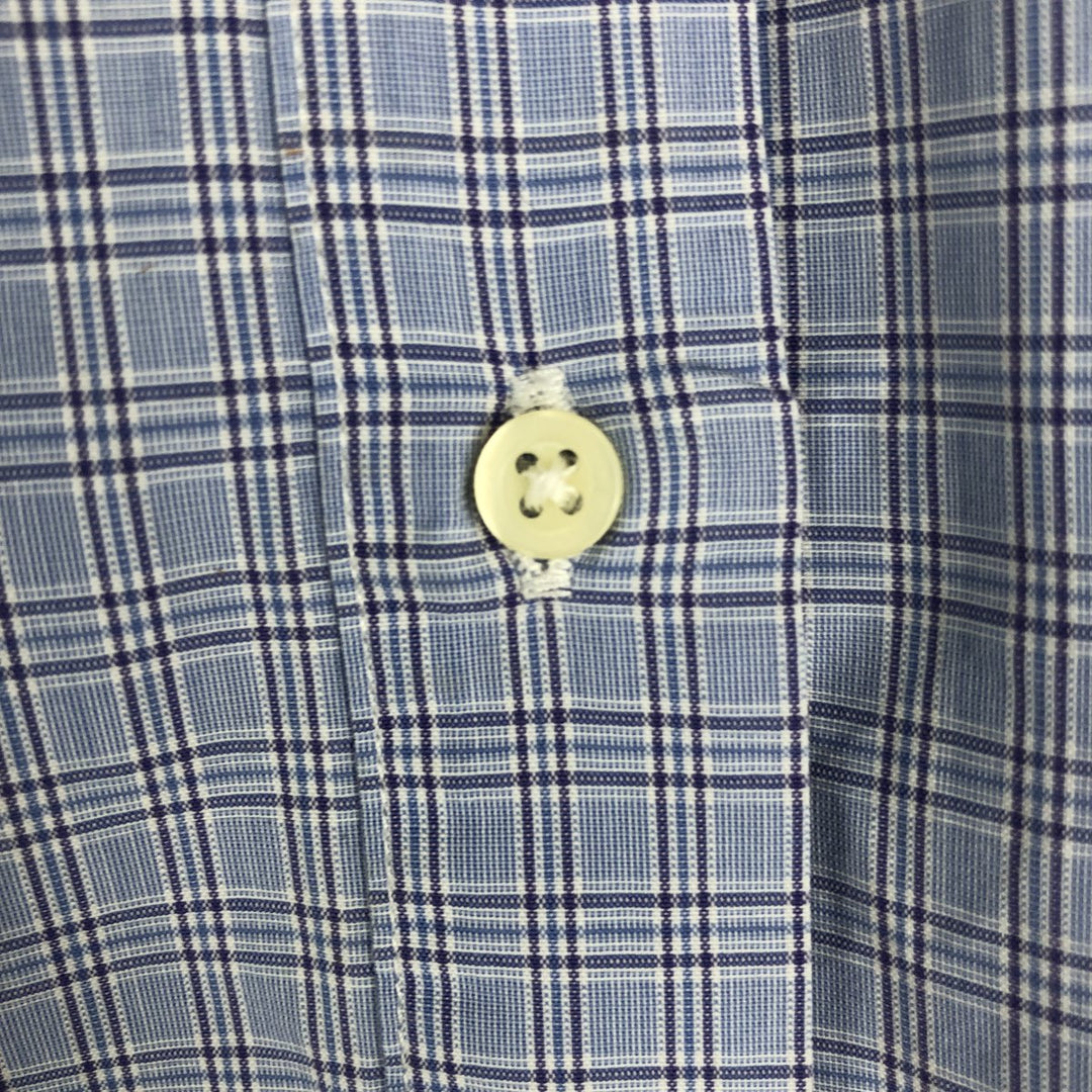 Brooks Brothers 346 Long Sleeve Button-Down Check Shirt, Men's Size Medium cotton blue type Vintage Second Hand