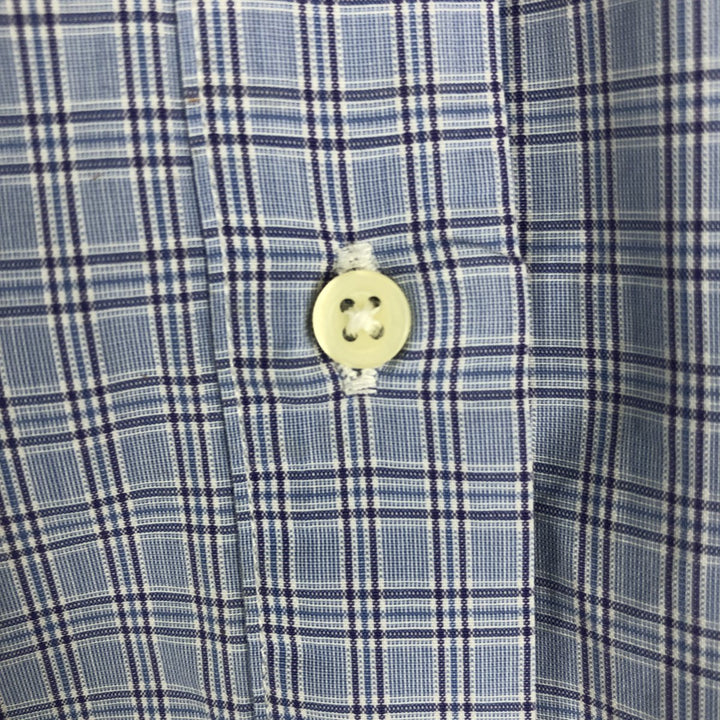 Brooks Brothers 346 Long Sleeve Button-Down Check Shirt, Men's Size Medium cotton blue type Vintage Second Hand