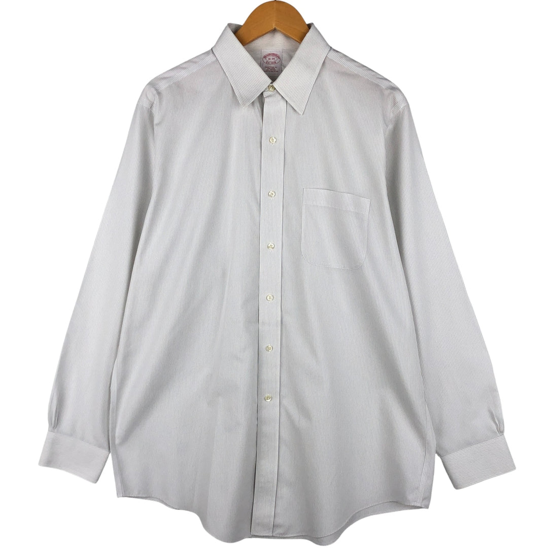 Brooks Brothers Est.1818 Long Sleeve Cotton Striped Shirt, Men's Size L cotton white type Vintage Second Hand