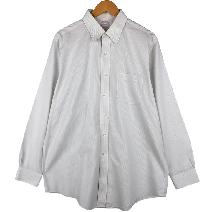 Brooks Brothers Est.1818 Long Sleeve Cotton Striped Shirt, Men's Size L cotton white type Vintage Second Hand